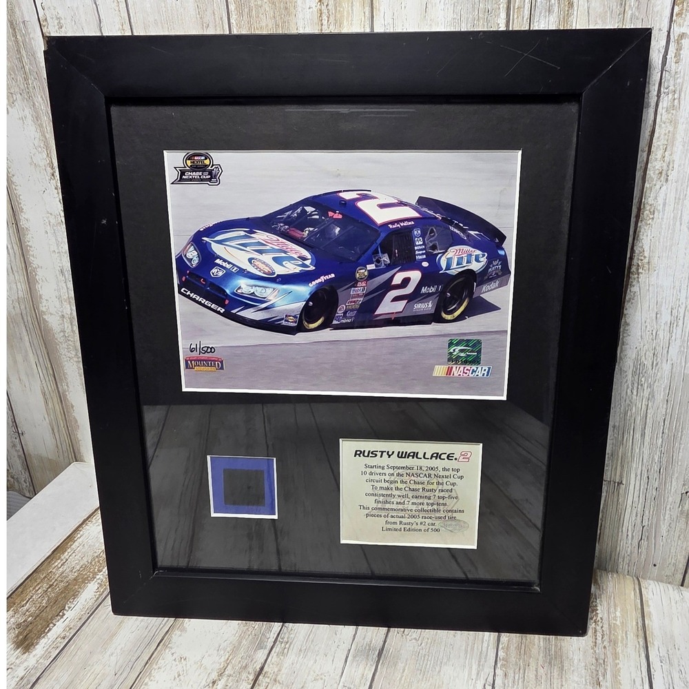 Rusty Wallace 2005 NASCAR Race Used Tire Relic Framed Limited Edition 61/500 - Picture 3 of 14